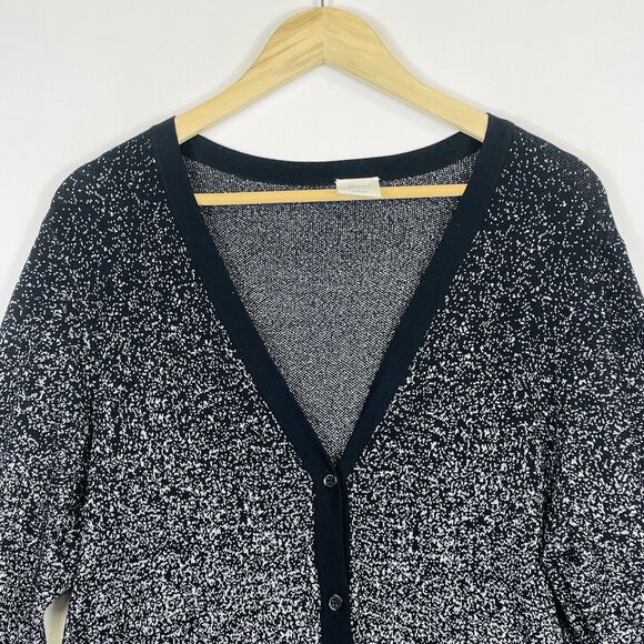 Soma Black Silver Metallic Long Sleeve Duster Cardigan Sweater Womens Large - Picture 2 of 7